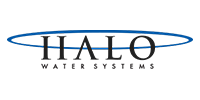 Halo Water Systems logo with text under a blue oval.