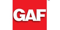 The GAF logo: large white sans-serif letters reading 
