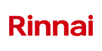 Rinnai logo in red text on a white background.