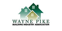 Wayne Pike Building Industry Association logo with three overlapping house silhouettes in shades of green and tan.
