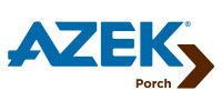 The azek porch logo is blue and brown on a white background.