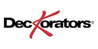 The decorators logo is black and red with a red cross in the middle.