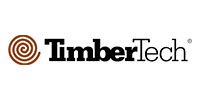 A timbertech logo with a spiral in the middle on a white background.