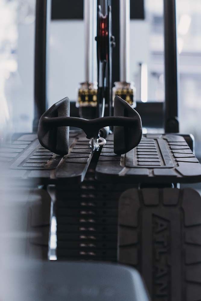 A close up of a machine in a gym.