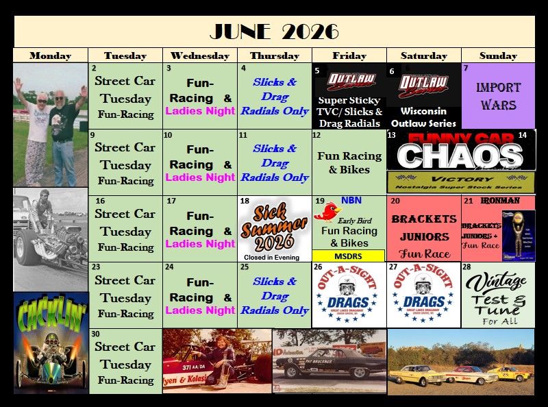 Track Auto Racing Calendar Drag Racing Track Calendar | Great Lakes Dragaway
