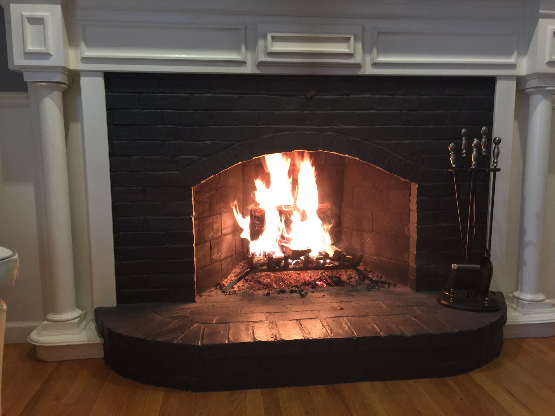 A fireplace with a lot of fire in it