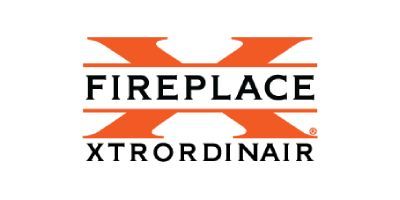 Orange and black logo of Fireplace Xtrordinair.