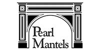 Logo for Pearl Mantels, featuring a stylized fireplace design in black and white with the company name.