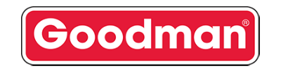 The Goodman logo, featuring white text on a horizontal red rectangular background with rounded corners.