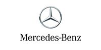 Mercedes-Benz logo with silver three-pointed star above black text on a white background