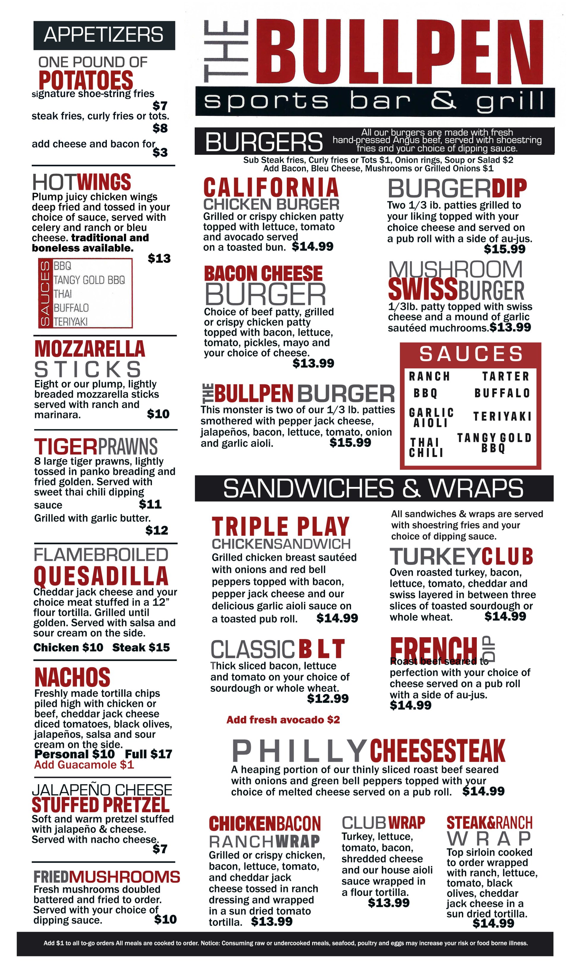 The Bull Pen Sports Bar and Grill Breakfast Menu SedroWoolley