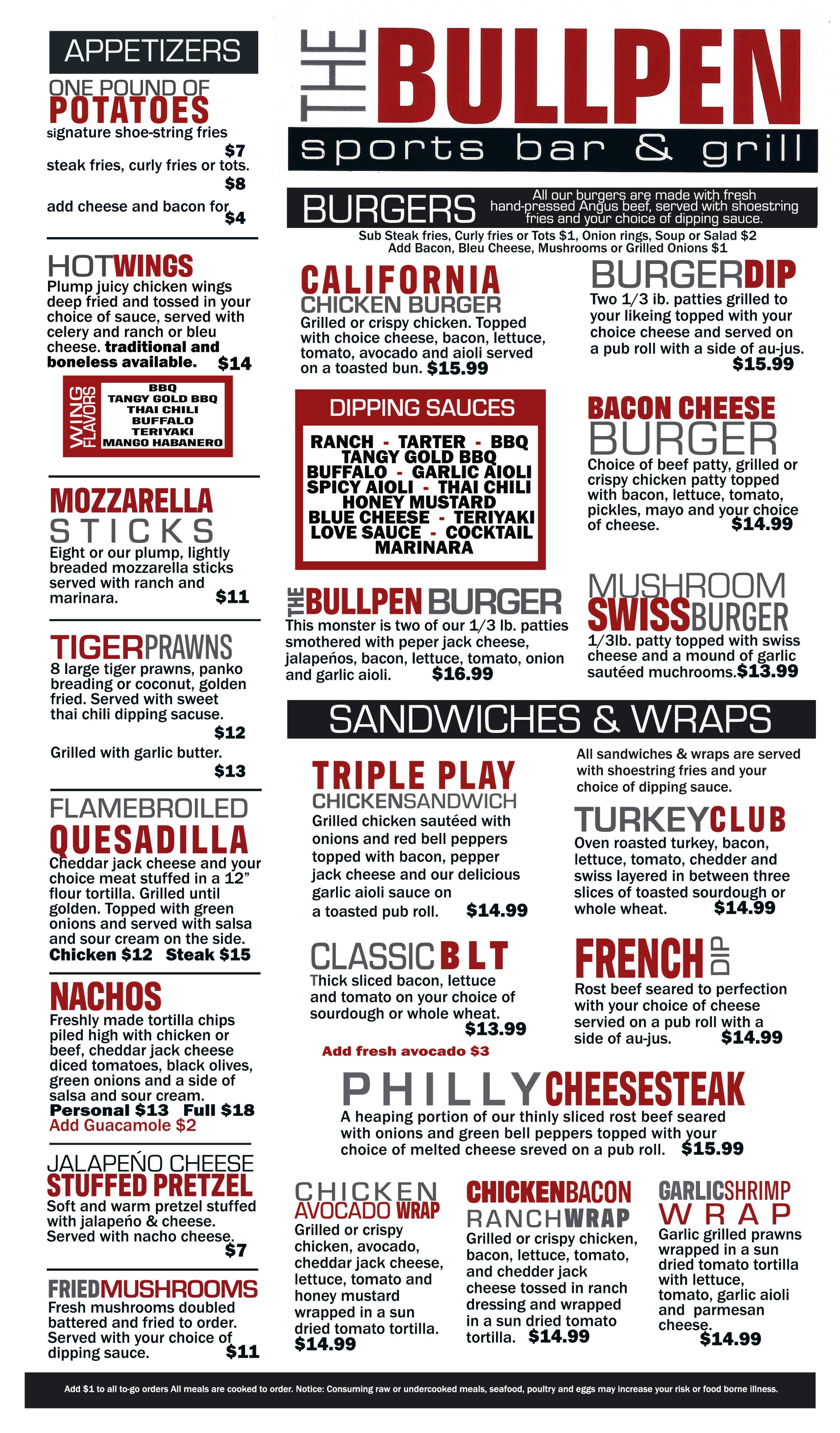 The Bull Pen Sports Bar and Grill Breakfast Menu SedroWoolley
