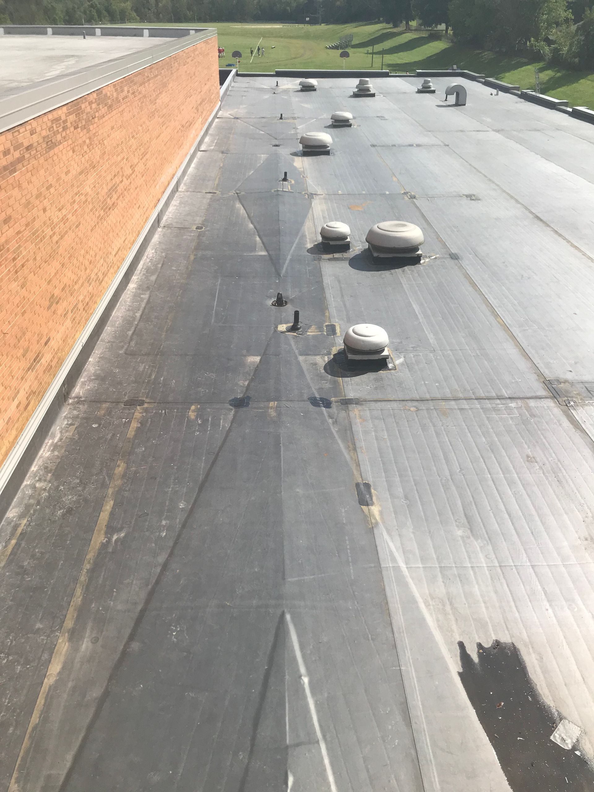 A roof with a lot of vents on it