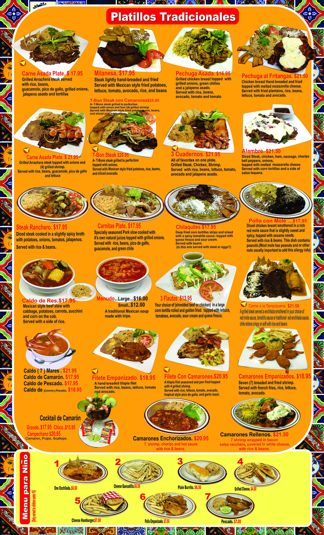Fritangas Mexican Restaurant Dinner Menu | Denver, CO
