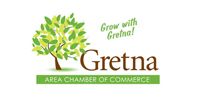 Gretnа Area Chamber of Commerce logo with green tree and “Grow with Green!” slogan