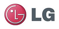 LG logo with a pink circular design and gray 