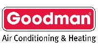 Goodman Air Conditioning & Heating logo in red and white.
