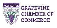 Grapevine Chamber of Commerce logo with purple grape cluster and “Accredited” emblem
