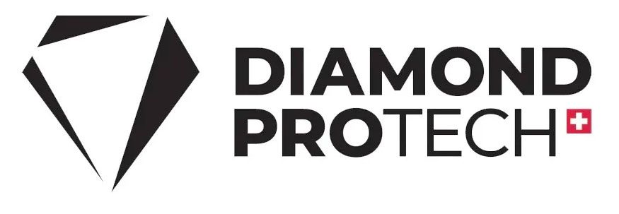 Diamond Protech logo with stylized diamond icon and red Swiss cross