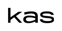 Black lowercase “kas” logo on a white background