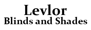 A black and white logo for levlor blinds and shades