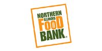 Northern Illinois Food Bank logo in green and orange on a white rectangle with an orange border.