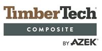 TimberTech Composite logo. Text in brown and black above a dark gray rectangle with the word 