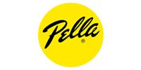 Pella logo in black script on a yellow circle
