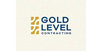 Logo of Gold Level Contracting. A gold and blue design on cream background with text.