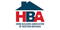 Logo for Home Builders Association of Western Michigan: Blue house over red 