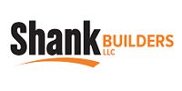 Shank Builders LLC logo with black and orange text and an orange swoosh