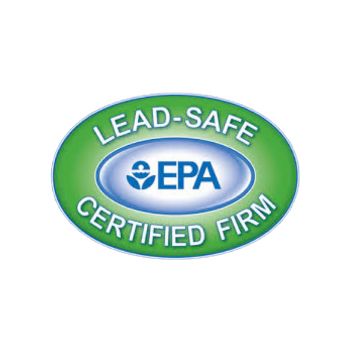 EPA Lead-Safe Certified Firm green oval logo with blue text and white center