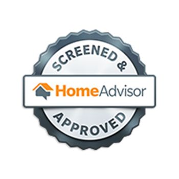 HomeAdvisor screened and approved badge in gray and orange