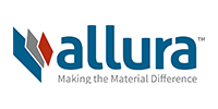 Allura logo with blue and orange geometric mark and the tagline “Making the Material Difference”