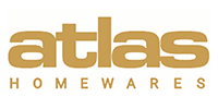 Atlas Homewares logo in gold text on a white background