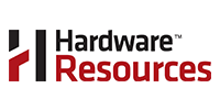 Hardware Resources logo in black and red on a white background