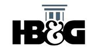 HB&G logo in black with a gray classical column above the text
