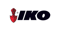 IKO logo with red shield emblem and dark blue italic wordmark on white background
