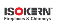 ISOKERN logo with red “O” and tagline “Fireplaces & Chimneys”