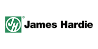 James Hardie logo with green icon and black text on white background