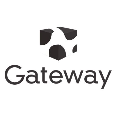 Gateway logo with black geometric icon above the word “Gateway” in gray-black text.