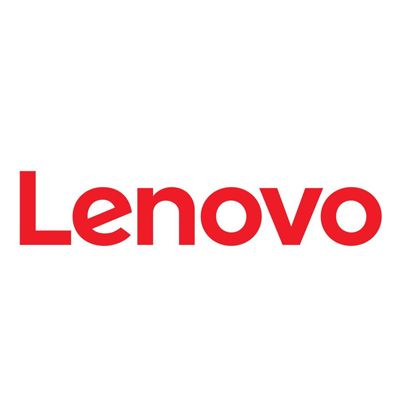 Lenovo red logo on a white background.