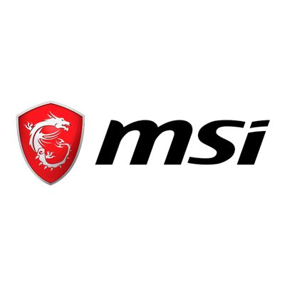 MSI logo with red dragon shield icon and black “msi” text.