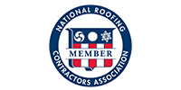 National Roofing Contractors Association Member logo in blue, red, and white.