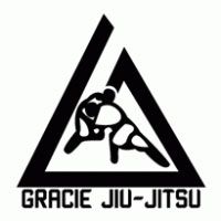 Gracie Jiu-Jitsu logo with black triangle and grappling figures on white background