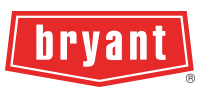 Bryant logo in white lowercase letters on a red shield-shaped background