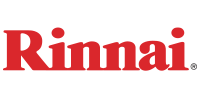 Red Rinnai wordmark logo on a white background