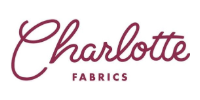 Charlotte Fabrics logo in burgundy script on a white background
